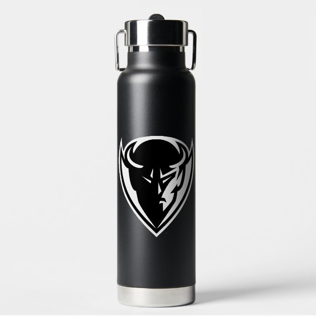 DePaul University Blue Demon Mascot Black Logo Water Bottle (Front)