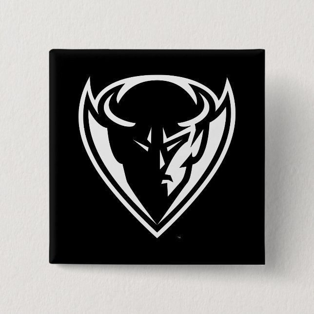 DePaul University Blue Demon Mascot Logo B&W Button (Front)