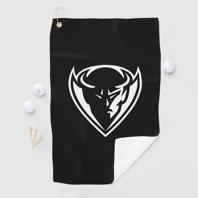DePaul University Blue Demon Mascot Logo B&W Golf Towel (InSitu)