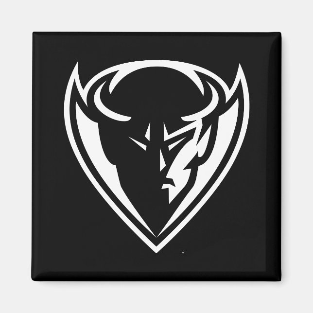 DePaul University Blue Demon Mascot Logo B&W Magnet (Front)
