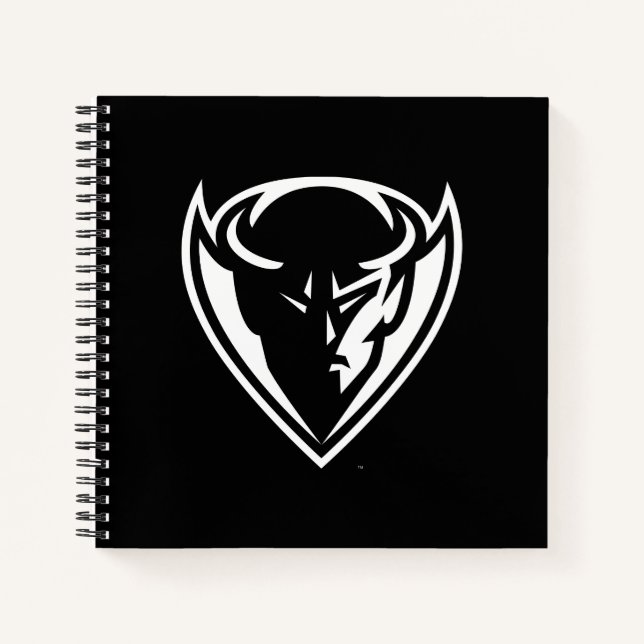 DePaul University Blue Demon Mascot Logo B&W Notebook (Front)