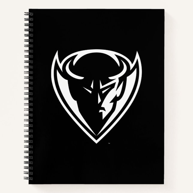 DePaul University Blue Demon Mascot Logo B&W Notebook (Front)