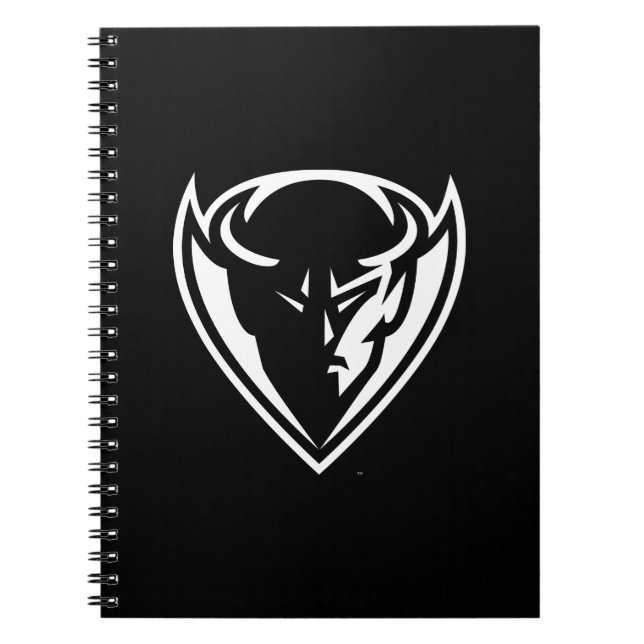 DePaul University Blue Demon Mascot Logo B&W Notebook (Front)