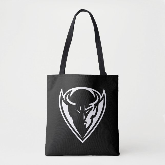 DePaul University Blue Demon Mascot Logo B&W Tote Bag (Front)