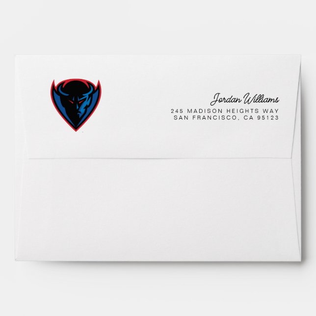 DePaul University Blue Demon Mascot Logo Envelope (Back (Top Flap))