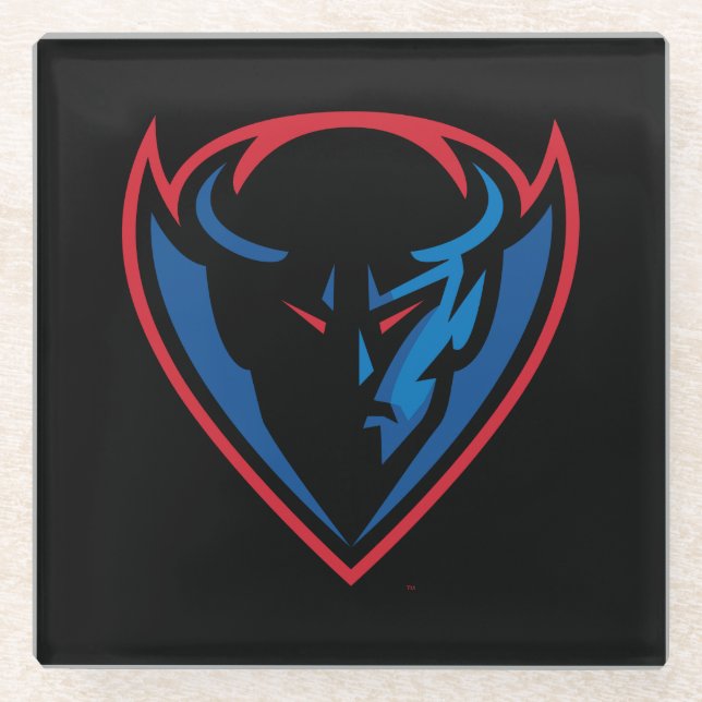 DePaul University Blue Demon Mascot Logo Glass Coaster (Front)