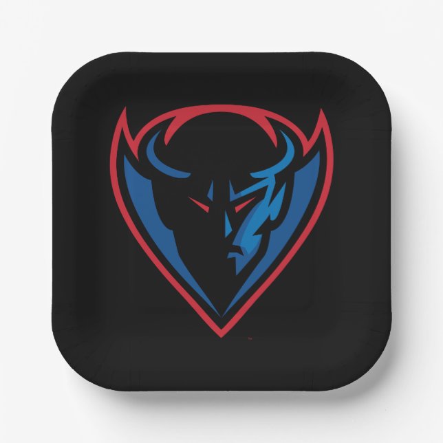 DePaul University Blue Demon Mascot Logo Paper Plates (Front)