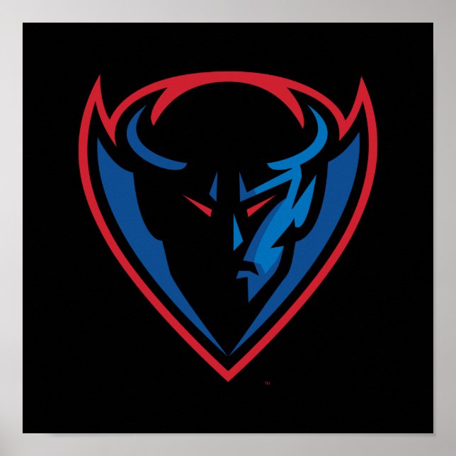 DePaul University Blue Demon Mascot Logo Poster (Front)