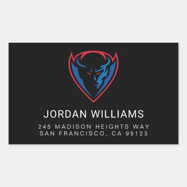 DePaul University Blue Demon Mascot Logo Rectangular Sticker (Front)