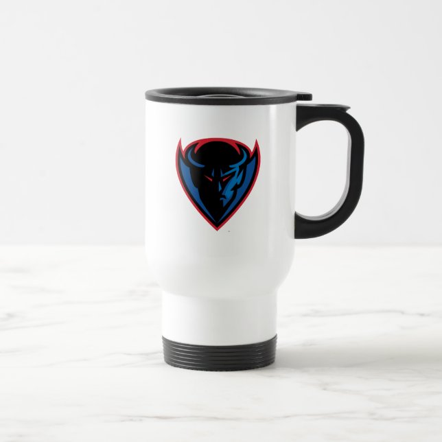 DePaul University Blue Demon Mascot Logo Travel Mug (Right)