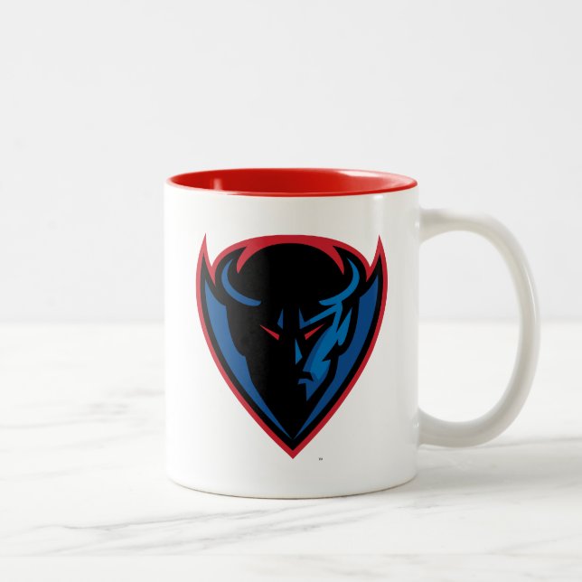 DePaul University Blue Demon Mascot Logo Two-Tone Coffee Mug (Right)