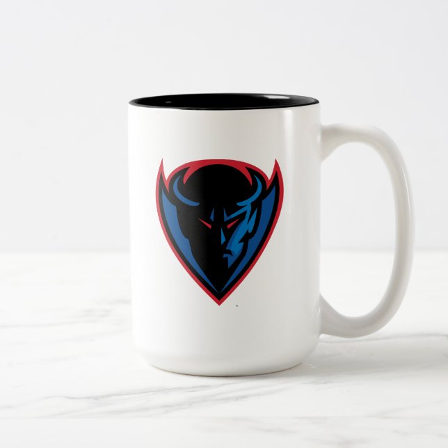 DePaul University Blue Demon Mascot Logo Two-Tone Coffee Mug (Right)