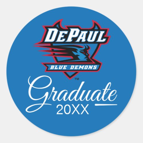 DePaul University Blue Demons Graduation Classic Round Sticker