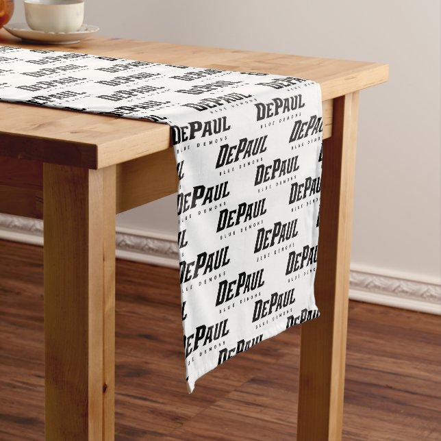 DePaul University DePaul Blue Demons B&W Short Table Runner (In Situ)
