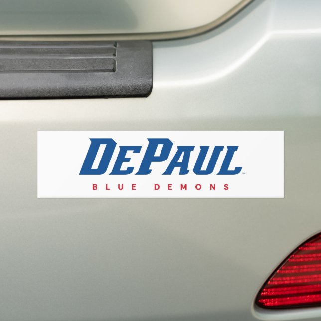 DePaul University DePaul Blue Demons Wordmark Bumper Sticker (On Car)