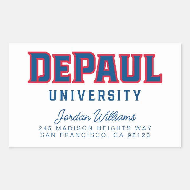 DePaul University DePaul University Wordmark Rectangular Sticker (Front)