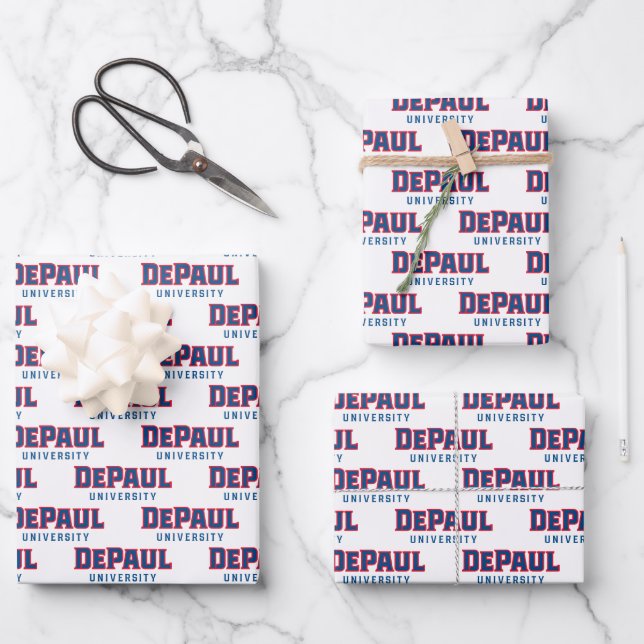 DePaul University DePaul University Wordmark Wrapping Paper Sheets (Front)