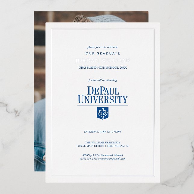 DePaul University Graduation Foil Invitation (Front/Back)