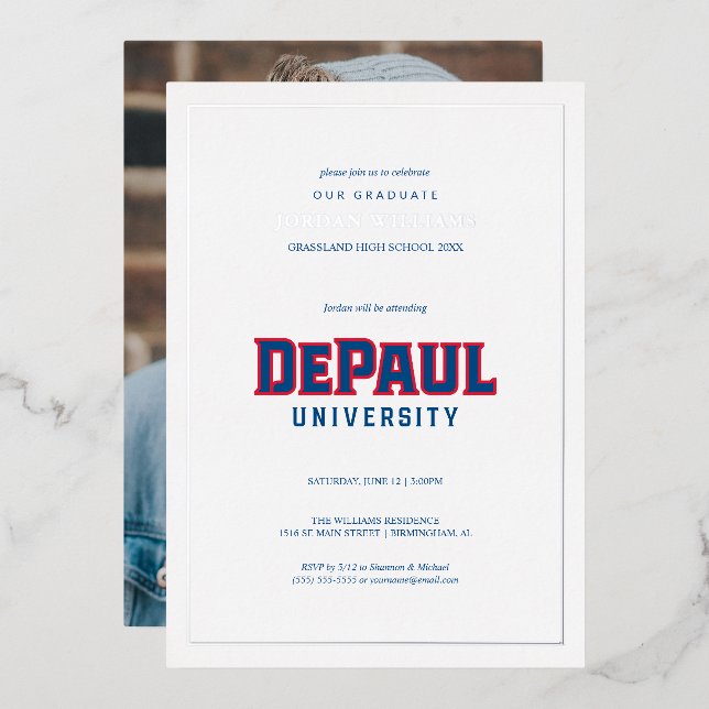 DePaul University Graduation Foil Invitation (Front/Back)