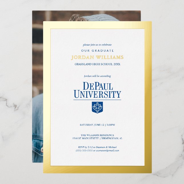 DePaul University Graduation Foil Invitation (Front/Back)
