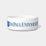 DePaul University Official Logo Bowl<br><div class="desc">This distinguished design proudly showcases the official logo of DePaul University. On the left, a classic shield emblem is presented in deep blue, featuring a stylized white motif resembling both a sheaf of wheat and an abstract combination of the letters 'D' and 'P', symbolizing growth and knowledge. To the right,...</div>