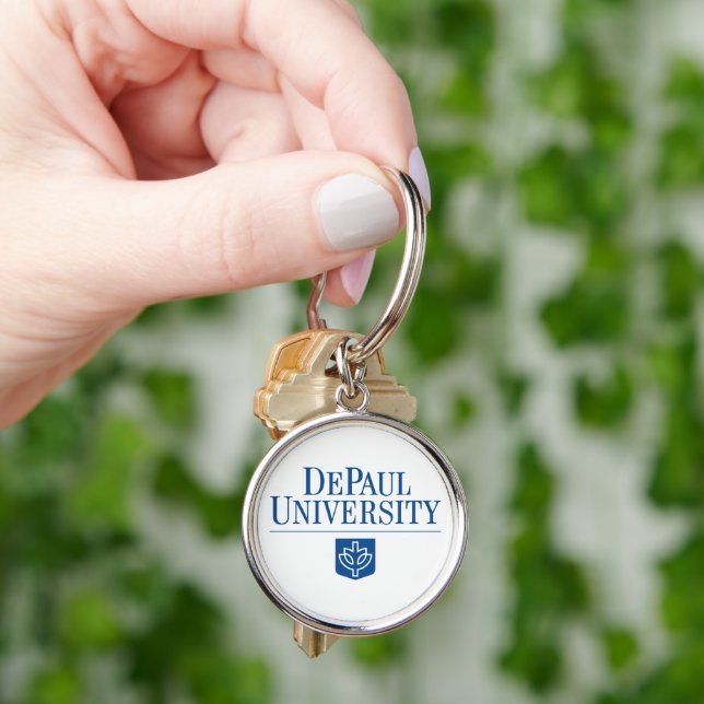 DePaul University Official Logo Stacked Emblem Keychain (Hand)