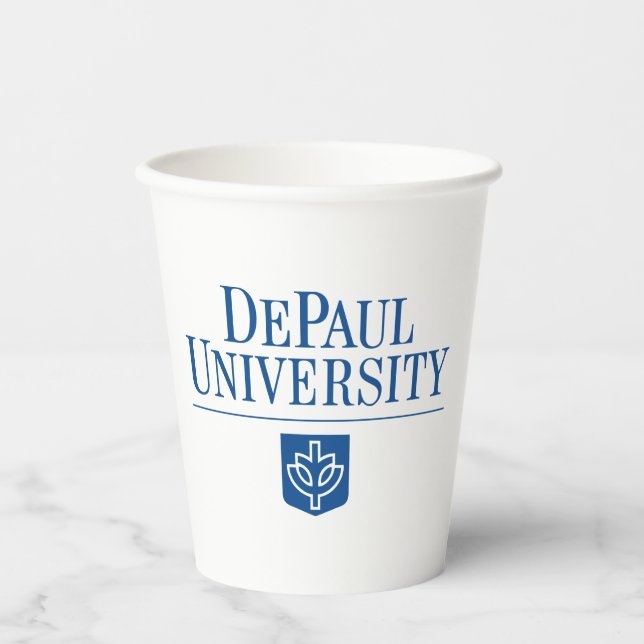 DePaul University Official Logo Stacked Emblem Paper Cups (Front)
