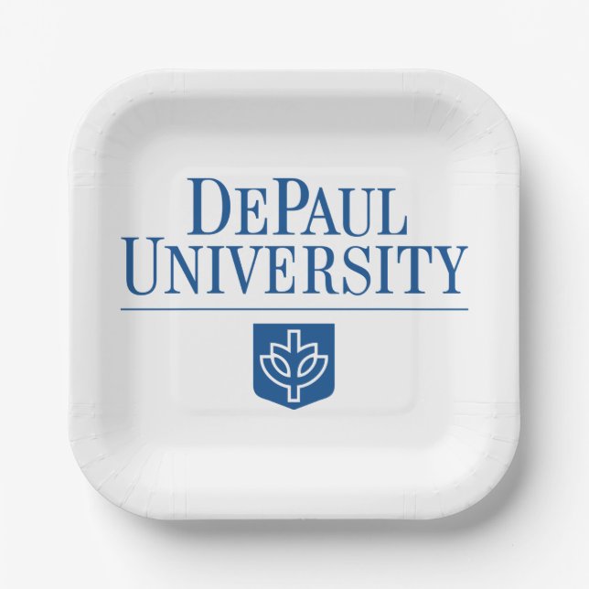 DePaul University Official Logo Stacked Emblem Paper Plates (Front)