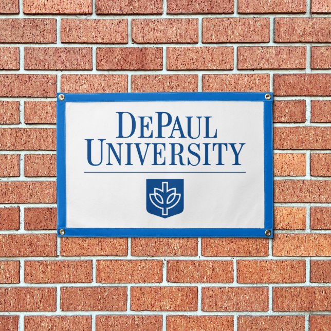 DePaul University Official Logo Stacked Emblem Pennant (Insitu 1)
