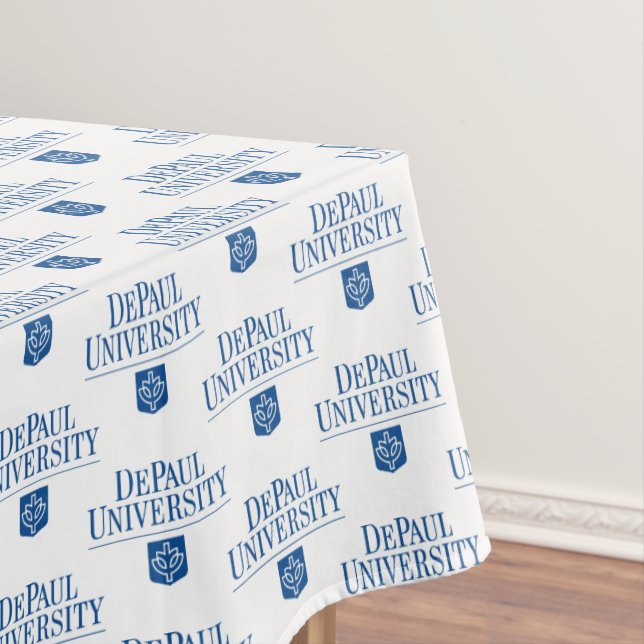 DePaul University Official Logo Stacked Emblem Tablecloth (In Situ)