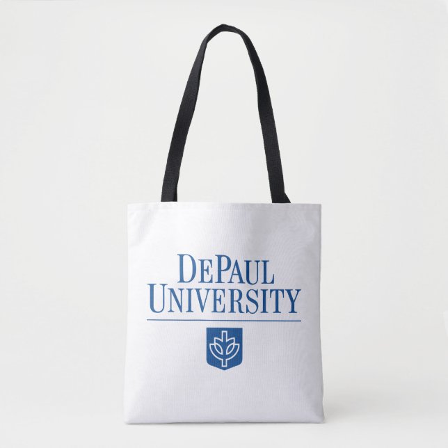 DePaul University Official Logo Stacked Emblem Tote Bag (Front)