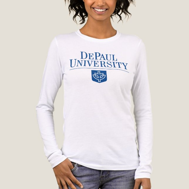 DePaul University Official Logo Stacked Emblem Tri-Blend Shirt (Front)