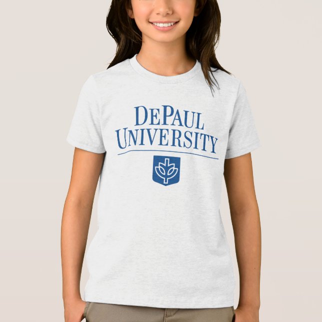 DePaul University Official Logo Stacked Emblem Tri-Blend Shirt (Front)