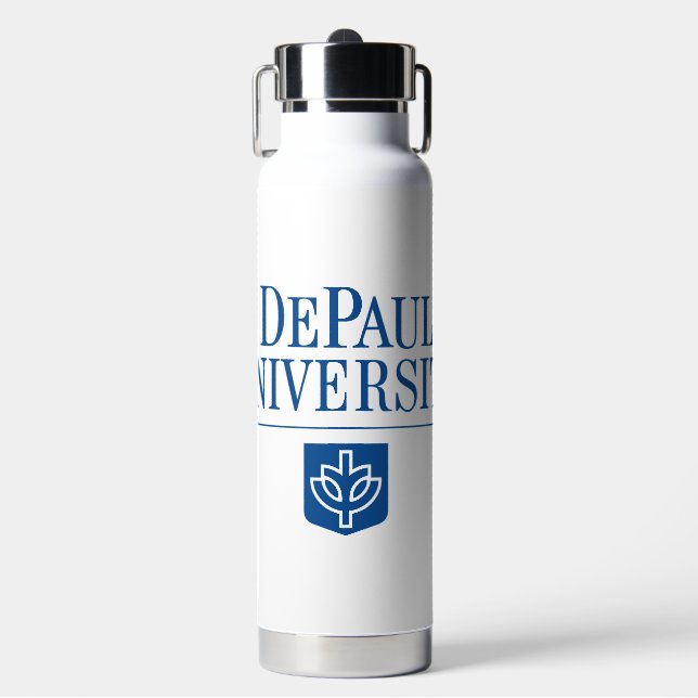 DePaul University Official Logo Stacked Emblem Water Bottle (Front)