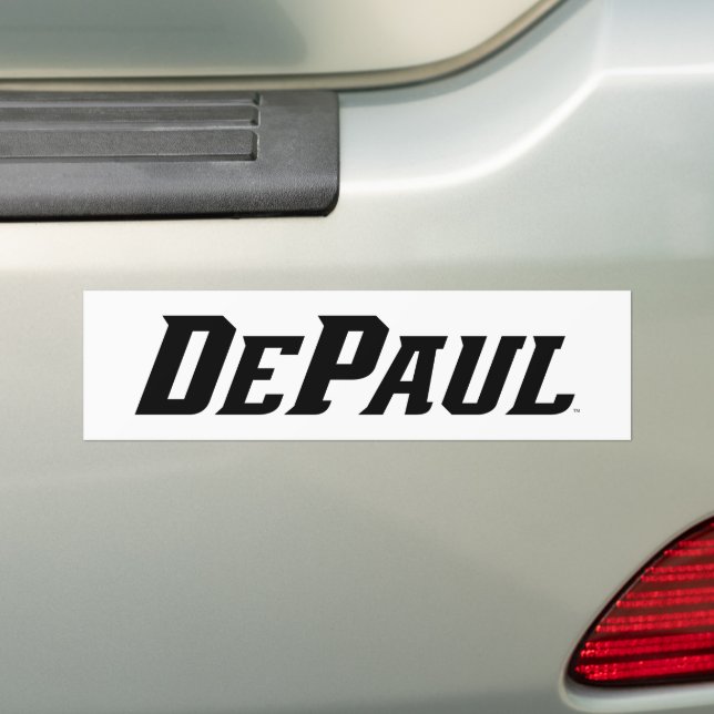 DePaul University Wordmark Logo B&W Bumper Sticker (On Car)