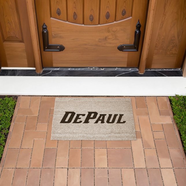 DePaul University Wordmark Logo B&W Fiber Doormat (Insitu (Outdoor))
