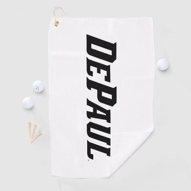DePaul University Wordmark Logo B&W Golf Towel (InSitu)