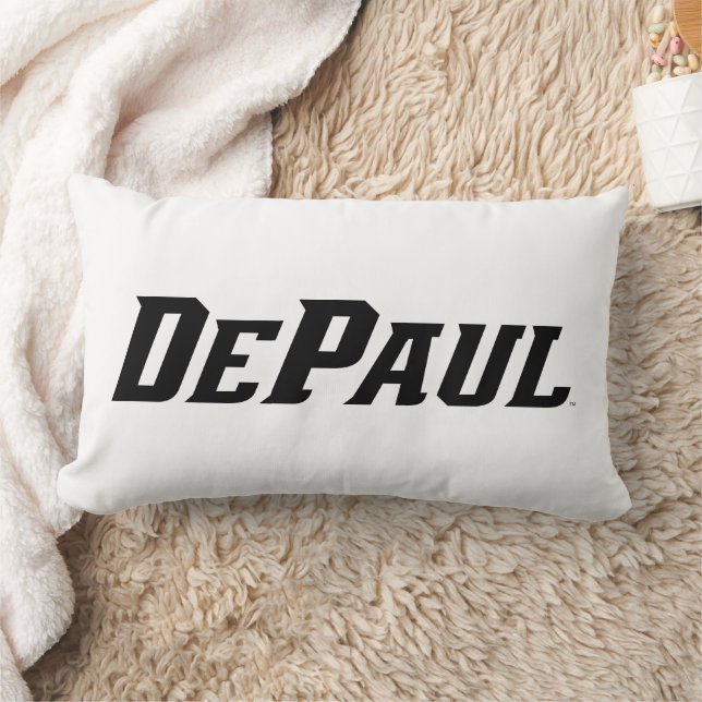 DePaul University Wordmark Logo B&W Lumbar Pillow (Blanket)
