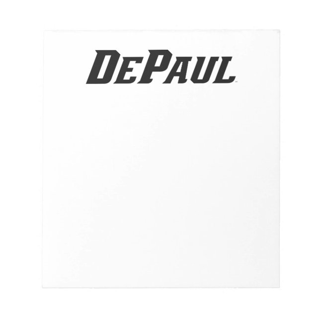 DePaul University Wordmark Logo B&W Notepad (Front)