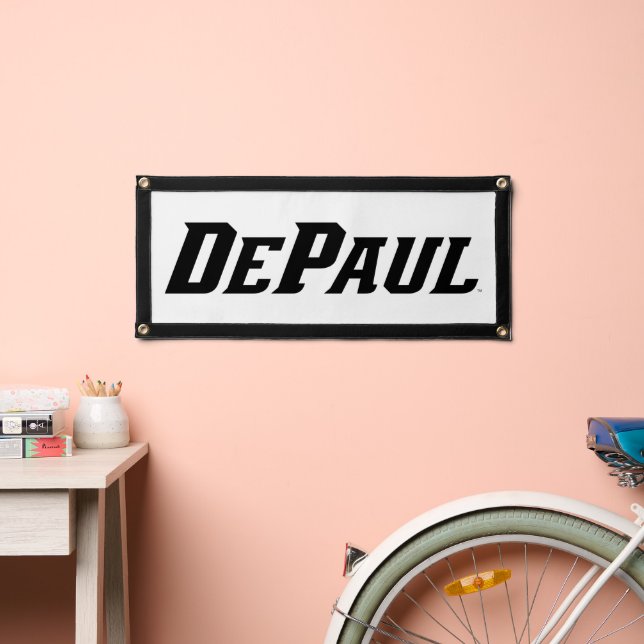 DePaul University Wordmark Logo B&W Pennant (Insitu 2)