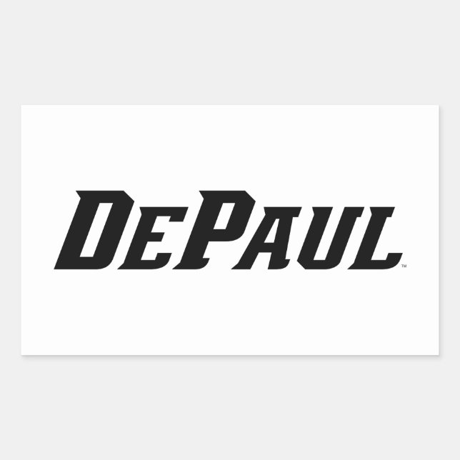 DePaul University Wordmark Logo B&W Rectangular Sticker (Front)