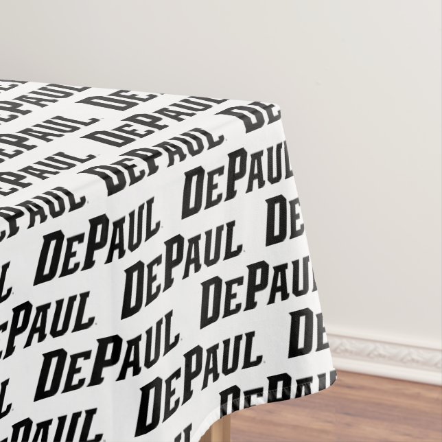 DePaul University Wordmark Logo B&W Tablecloth (In Situ)