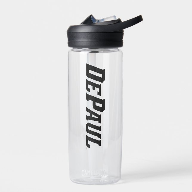DePaul University Wordmark Logo B&W Water Bottle (Left)