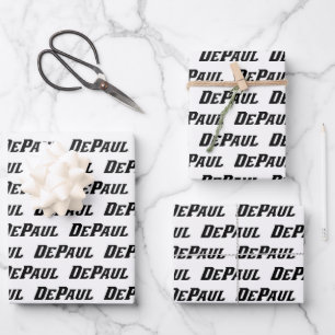 DePaul University Wordmark Logo B&W Wrapping Paper Sheets