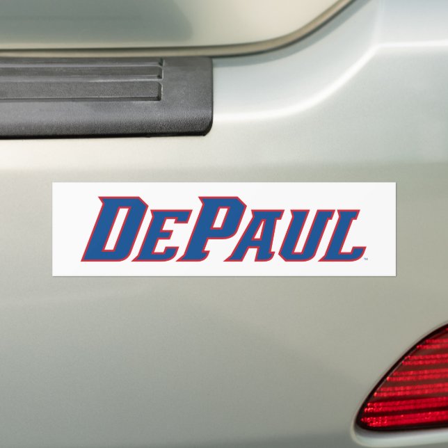 DePaul University Wordmark Logo Bumper Sticker (On Car)
