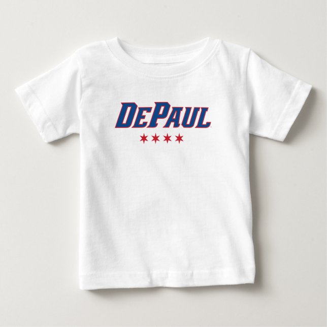 DePaul University Wordmark Logo Chicago Stars Baby T-Shirt (Front)