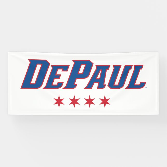 DePaul University Wordmark Logo Chicago Stars Banner (Horizontal)