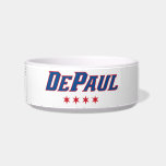 DePaul University Wordmark Logo Chicago Stars Bowl<br><div class="desc">This dynamic design proudly showcases the official "DEPAUL" wordmark logo of DePaul University, infused with local pride. The bold, slanted lettering of "DEPAUL" is rendered in a striking blue with a vibrant red outline, creating an energetic visual. Below the wordmark, four iconic red stars are aligned horizontally, clearly representing the...</div>