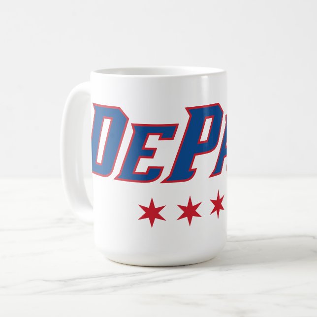DePaul University Wordmark Logo Chicago Stars Coffee Mug (Front Left)