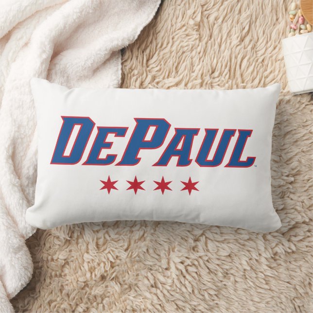 DePaul University Wordmark Logo Chicago Stars Lumbar Pillow (Blanket)